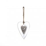 The Holiday Aisle® Decorative Wooden Heart Holiday Shaped Ornament Wood in Brown/Gray/White, Size 4.7 H x 3.1 W x 0.5 D in | Wayfair