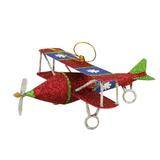 The Holiday Aisle® Glitter Drenched Snowflake Accented Biplane Christmas Hanging Figurine Metal in Red, Size 2.0 H x 4.25 W x 5.0 D in | Wayfair