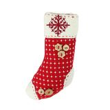 The Holiday Aisle® Plush Holiday Stocking w/ Snowflake Embroidered Burlap Cuff Decorative Christmas Shaped Ornament Wood in Brown/Red | Wayfair