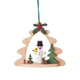 The Holiday Aisle® Dregeno Arch Snowman Hanging Figurine Ornament Wood in Brown/White, Size 3.0 H x 2.75 W x 1.0 D in | Wayfair THLA5841 40242703