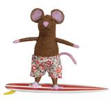 The Holiday Aisle® Surfer Mouse Ornament Hanging Figurine Ornament Fabric in Brown, Size 4.5 H x 6.0 W x 2.0 D in | Wayfair THLY4281 45416121
