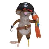 The Holiday Aisle® Pirate Mouse Ornament Hanging Figurine Ornament Fabric in Brown/Gray, Size 4.5 H x 3.0 W x 2.0 D in | Wayfair THLY4272 45416112