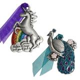 The Holiday Aisle® 2 Piece Believe in Magic Hanging Figurine Ornament Set Metal in Blue/Gray/Indigo | Wayfair THDA8360 43628179