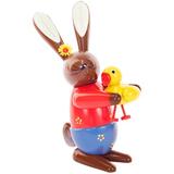 The Holiday Aisle® Dregeno Easter Rabbit Holding Chick Wood in Brown/Red/Yellow, Size 8.25 H x 6.5 W x 3.0 D in | Wayfair THLA6445 40243334