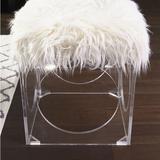 Cyan Design Mitza Vanity Stool Faux Fur/Upholstered/Plastic in Brown/White, Size 19.25 H x 16.5 W x 16.5 D in | Wayfair 09054