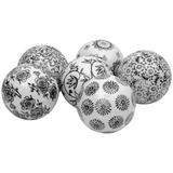 World Menagerie 6 Piece Farrell Decorative Ball Set Porcelain in Black/White, Size 3.0 H x 3.0 W x 3.0 D in | Wayfair WRMG2535 42453191