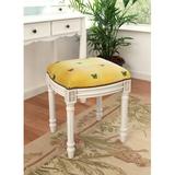 123 Creations Solid Wood Vanity Stool Polyester/Wood/Upholstered in Yellow/Brown, Size 19.0 H x 16.0 W x 15.0 D in | Wayfair C695WFS