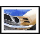 Naxart 'Ford Mustang Front Detail' Framed Watercolor Painting Print Paper, Wood in White, Size 26.0 H x 36.0 W x 1.5 D in | Wayfair