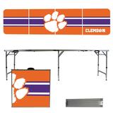 Clemson Tigers Striped Design 8' Portable Folding Tailgate Table