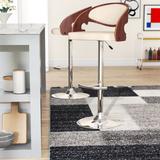 George Oliver Chaffins Swivel Adjustable Height Barstool in Faux Leather, Chrome Base Wood/Upholstered/Leather in Black | Wayfair