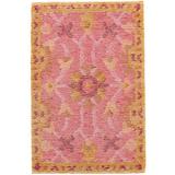 Dash and Albert Rugs Fleur Oriental Hand-Hooked Wool Area Rug Wool in Pink/Yellow, Size 120.0 W x 0.5 D in | Wayfair DA906-1014