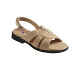 Haband Women's American Sweetheart Cotton Canvas Sandals, Light Tan, Size 7 Wide, W