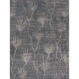 Gray Area Rug - Exquisite Rugs Antique'd Silk Floral Hand-Knotted Dark/Area Rug in Gray, Size 72.0 W x 0.4 D in | Wayfair 2433-6'X9'