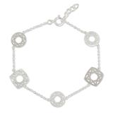 Sterling silver link bracelet, 'Starlight Geometry'