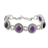 Amethyst link bracelet, 'Lilac Garland'