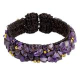 Amethyst cuff bracelet, 'Violet Twilight'