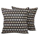 Embroidered cushion covers, 'Midnight Desert' (pair)