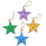 Wood ornaments, 'Star Friends' (set of 4)