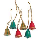 Wood ornaments, 'Balinese Christmas Bells' (set of 6)