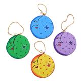 Wood ornaments, 'Moon and Star' (set of 4)