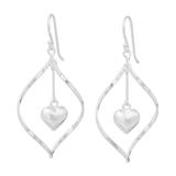 Heart Pendulum,'Heart Themed Sterling Silver 925 Dangle Earrings'