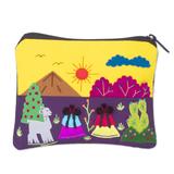 Andean Sunrise,'Embroidered Multicolor Cotton Blend Coin Purse from Peru'