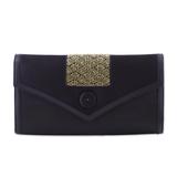 Evening Elegance,'Embroidered Black Satin Clutch from India'
