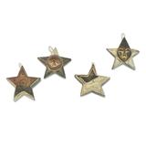 Nsruma Sophistication,'Four Sese Wood Star Ornaments in Black Red and White'