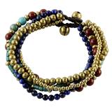 Multi Gemstone Beaded Bracelet from Thailand 'Beads and Bells'