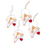 Celebrating Angels,'Set of Four Wooden Dancing Angel Ornaments with Hearts'