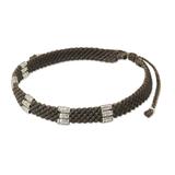 Karen Bamboo in Taupe,'950 Silver Accent Wristband Bracelet from Thailand'