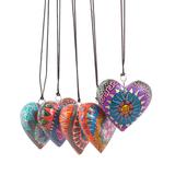 Wood mini ornaments, 'Alebrije Hearts' (set of 5)