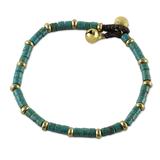 Temple of Love,'Brass and Reconstituted Turquoise Thai Beaded Bracelet'