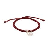 Silver wristband bracelet, 'Peaceful Charm in Red'