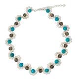 Clouds in the Mist,'Cultured Pearl Necklace with Blue Calcite'