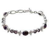 Purple Song,'Handmade Amethyst and Reconstituted Turquoise Link Bracelet'
