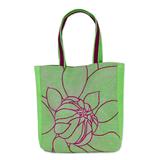 Lime Delight,'Artisan Crafted Green Embroidered Cotton Shoulder Bag'