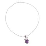 Lilac Queen,'Amethyst Pendant Rhodium Plated Sterling Silver Necklace'