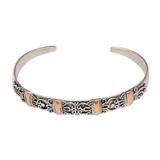 Merajan Mystique,'18k Gold Accent Sterling Silver Cuff Bracelet from Bali'
