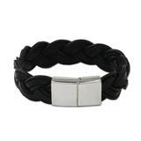 Chiang Mai Fashion,'Handcrafted Black Leather Wristband Bracelet from Thailand'