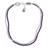 Lotus Royalty,'Amethyst Aquamarine and Cultured Pearl Beaded Necklace'