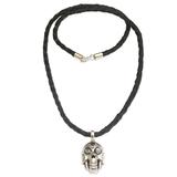 Deadly Charm,'Rainbow Moonstone and Amethyst Skull Necklace from Indonesia'