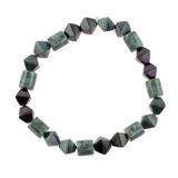 Geometric Jade,'Jade Bead Stretch Bracelet from Guatemala'