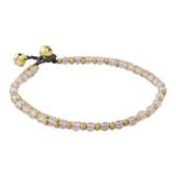 Ringing Beauty,'Rose Quartz and Brass Beaded Anklet from Thailand'