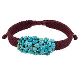 Cranberry Chic,'Handmade Cranberry Bracelet with Reconstituted Turquoise'
