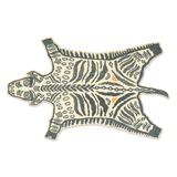 Zebra Safari,'Chain Stitched 100% Wool Zebra Motif Rug from India (4x6)'