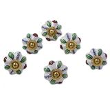 Garden Glamour,'Ceramic Cabinet Knobs Floral Multicolored (Set of 6) India'