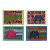 Elephant Journeys,'Batik Cotton and Paper Elephant Greeting Cards (Set of 4)'