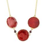 Harvest Rose,'Garnet and Gold Plated Natural Rose Petal Pendant Necklace'