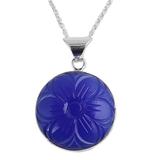 Floral Grandeur,'Blue Onyx and Sterling Silver Necklace from India'